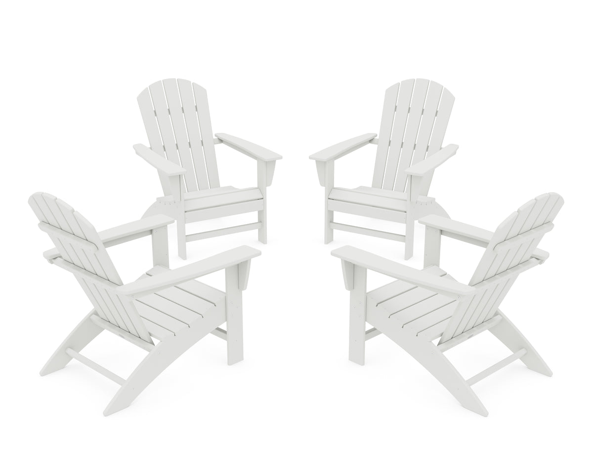 POLYWOOD Nautical 4-Piece Adirondack Conversation Set in Vintage White