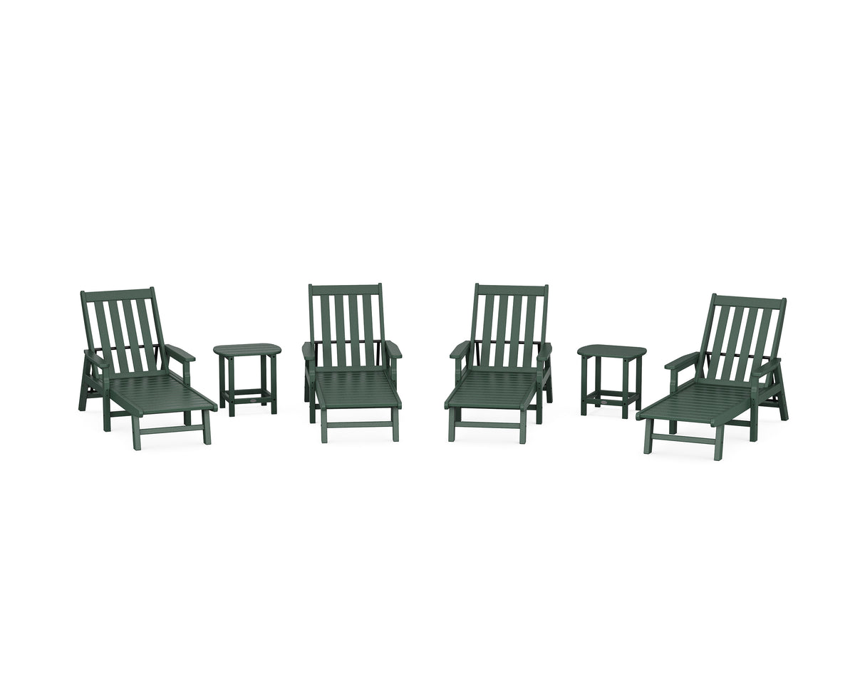 POLYWOOD Vineyard 6-Piece Chaise with Arms Set in Green