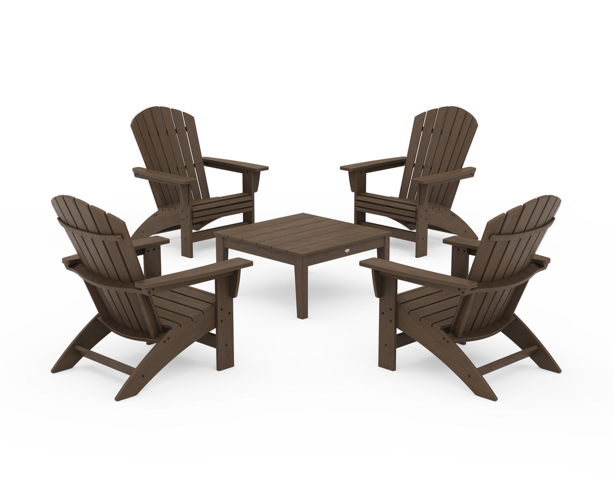 POLYWOOD 5-Piece Nautical Grand Adirondack Chair Conversation Group in Kona