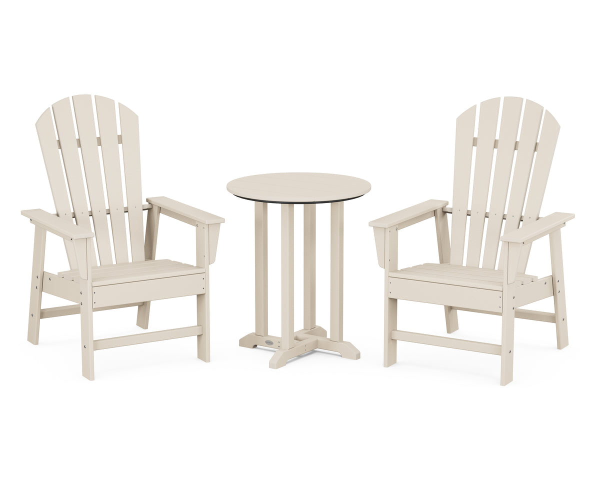 POLYWOOD South Beach 3-Piece Round Farmhouse Bistro Dining Set in Sand