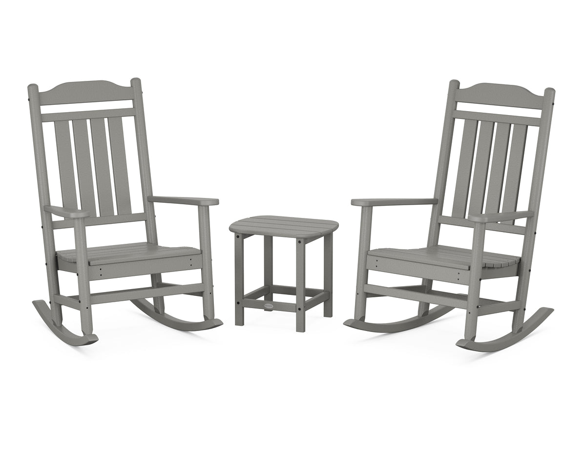 POLYWOOD Cottage Legacy Rocking Chair 3-Piece Set in Slate Grey