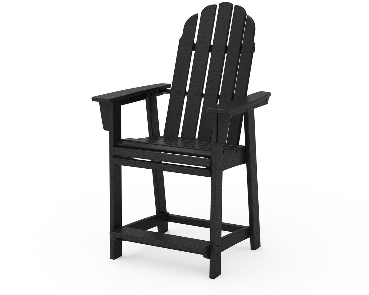 POLYWOOD Vineyard Curveback Adirondack Counter Chair in Black