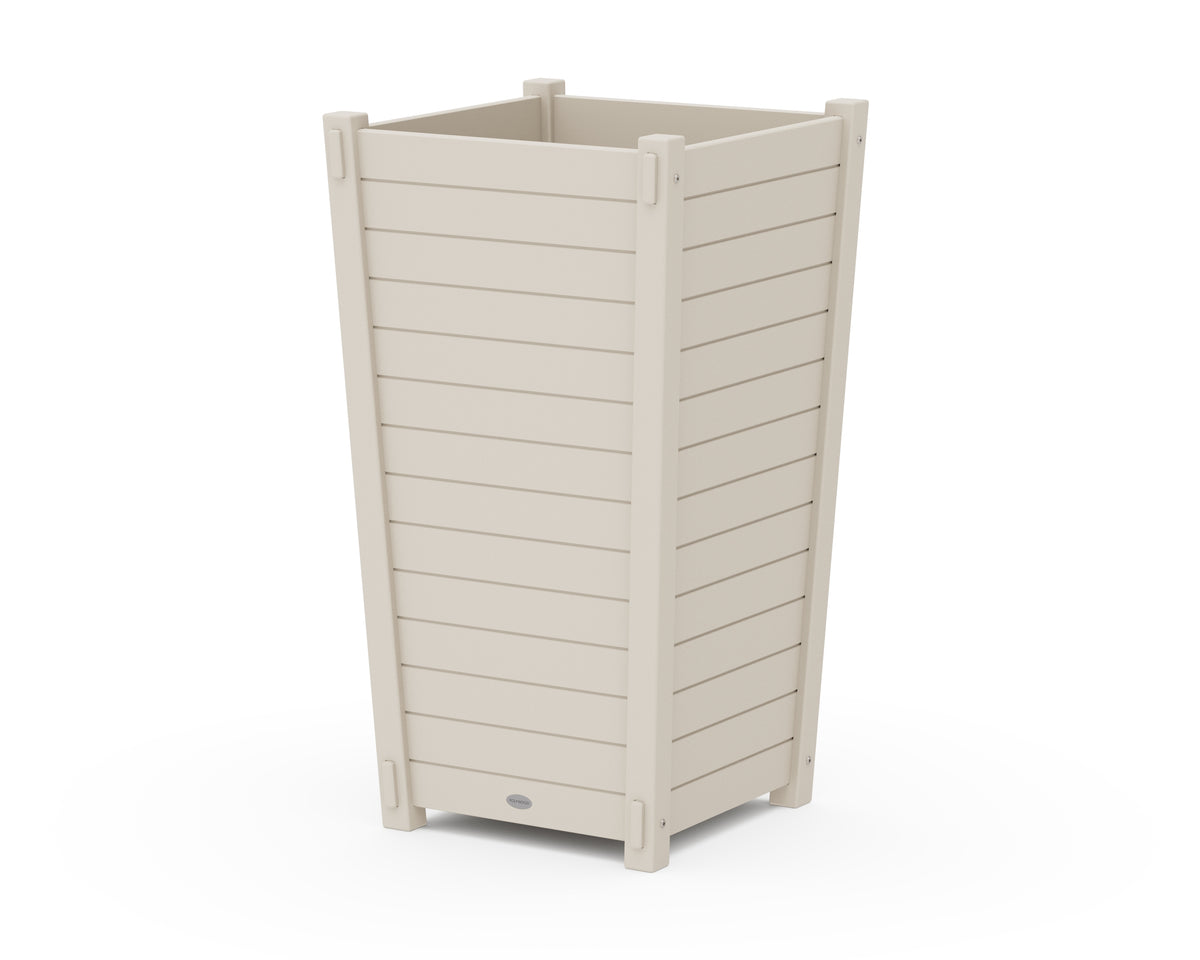POLYWOOD Nautical Large Tapered Square Tall Planter Box in Sand