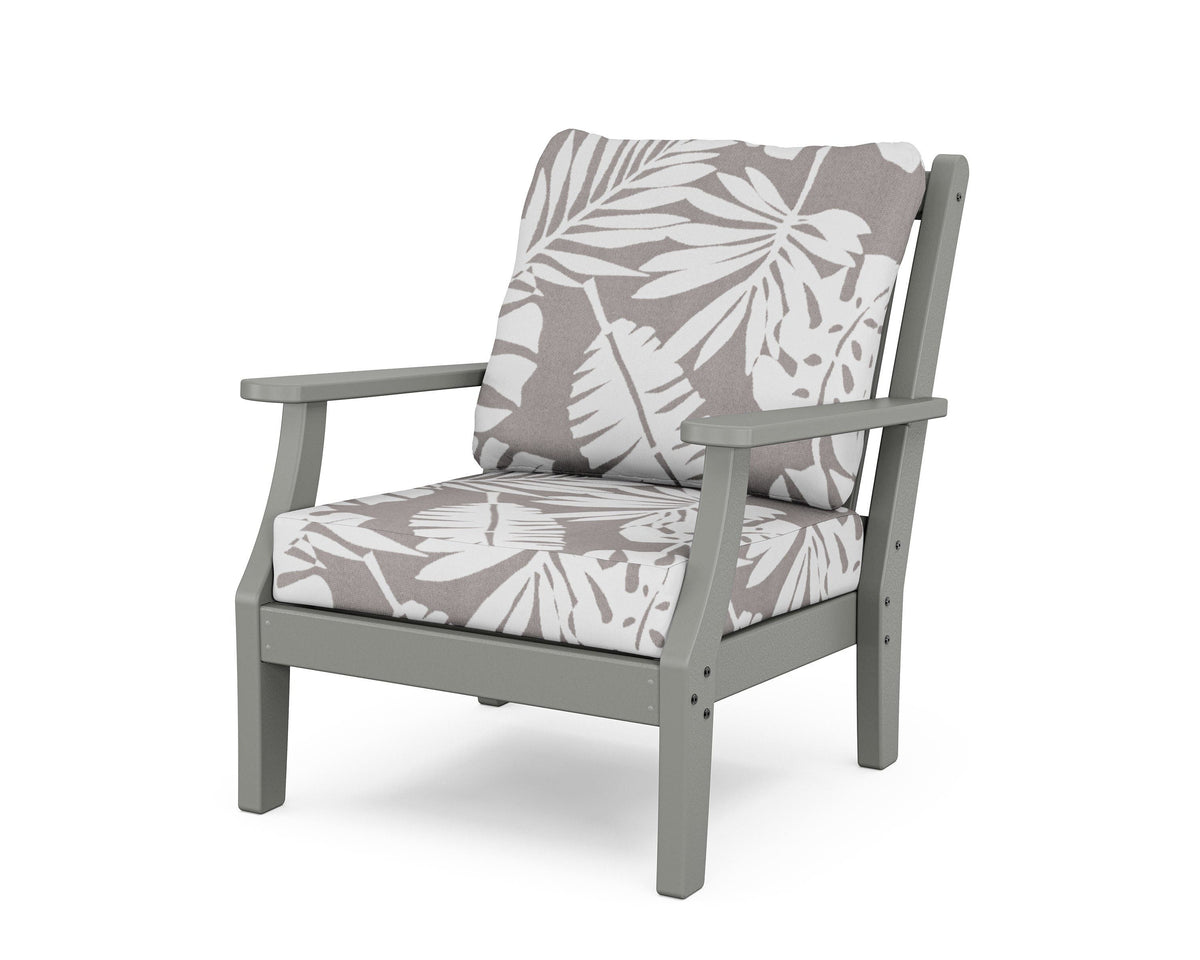 POLYWOOD Wovendale Deep Seating Chair in Slate Grey / Leaf Grey Mist