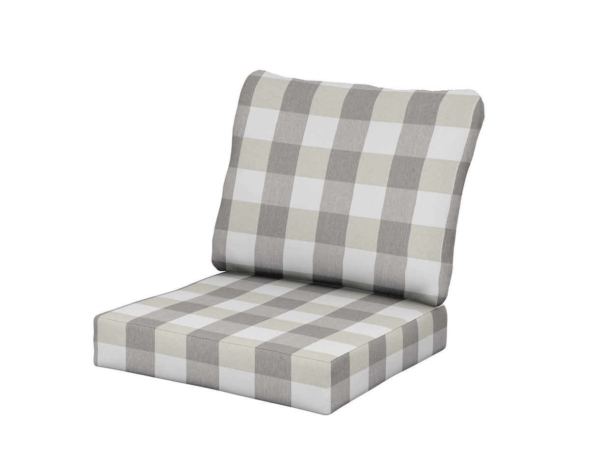 POLYWOOD Classics Seat/Back Cushion Set in Buffalo Plaid Grey Mist