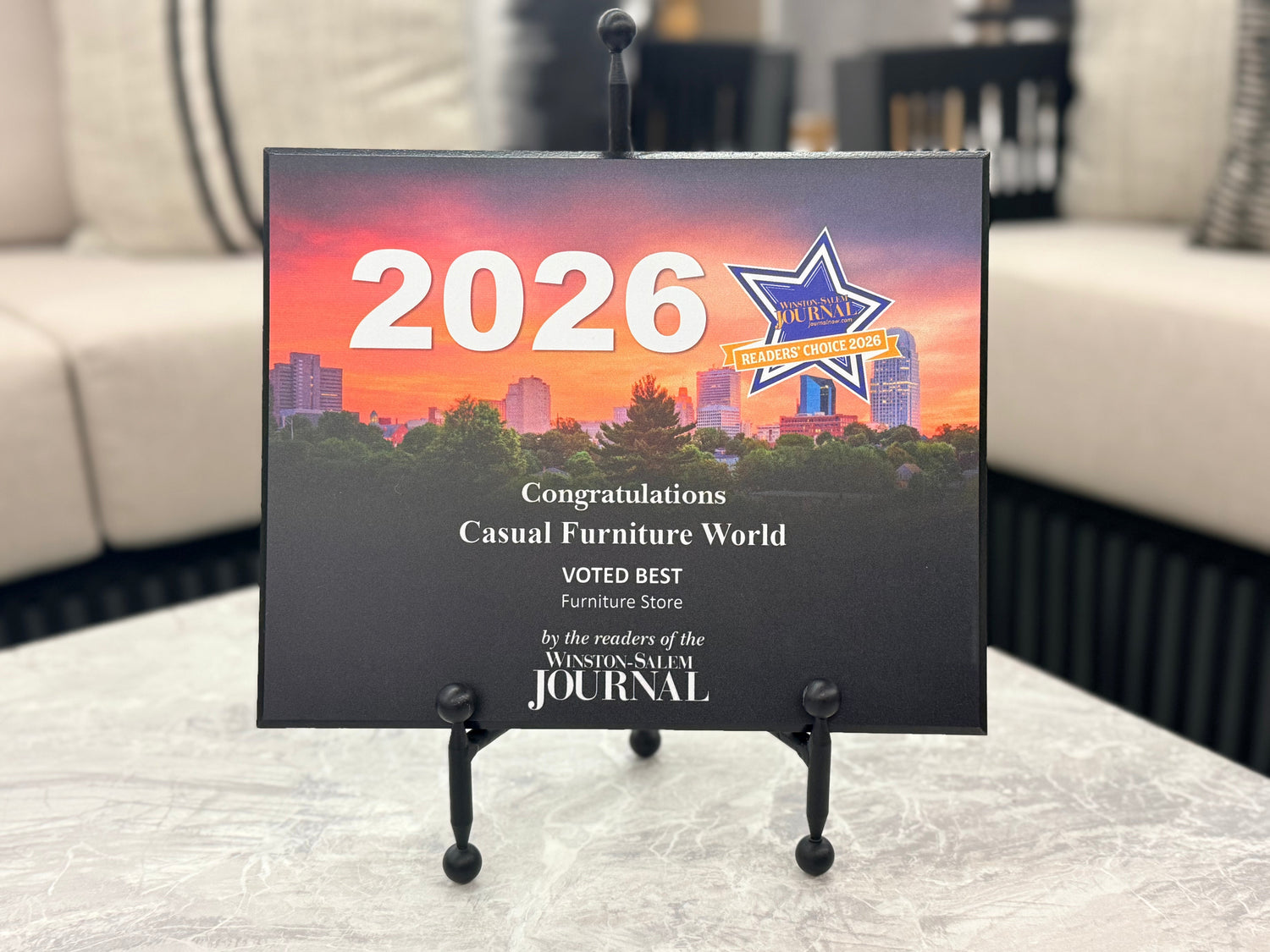 Casual Furniture World Named 2026 Winston-Salem Journal Readers' Choice Best Furniture Store