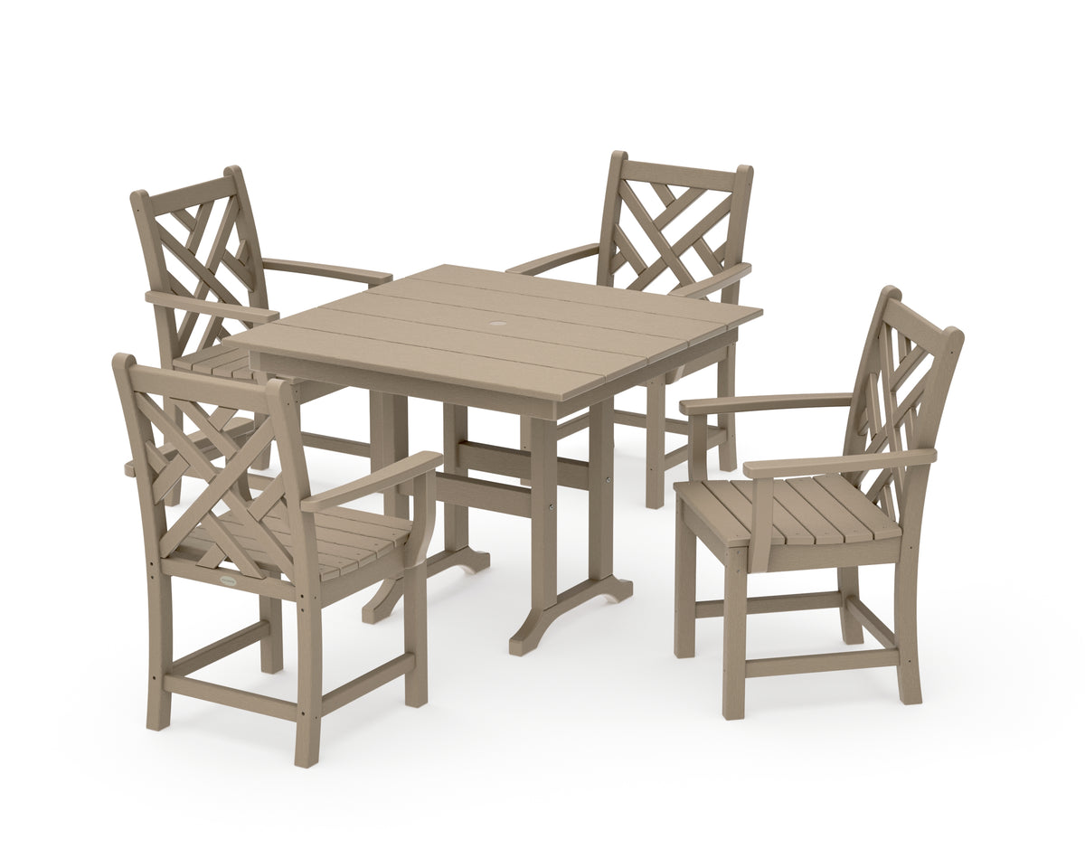 POLYWOOD Chippendale 5-Piece Farmhouse Dining Set in Vintage Sahara