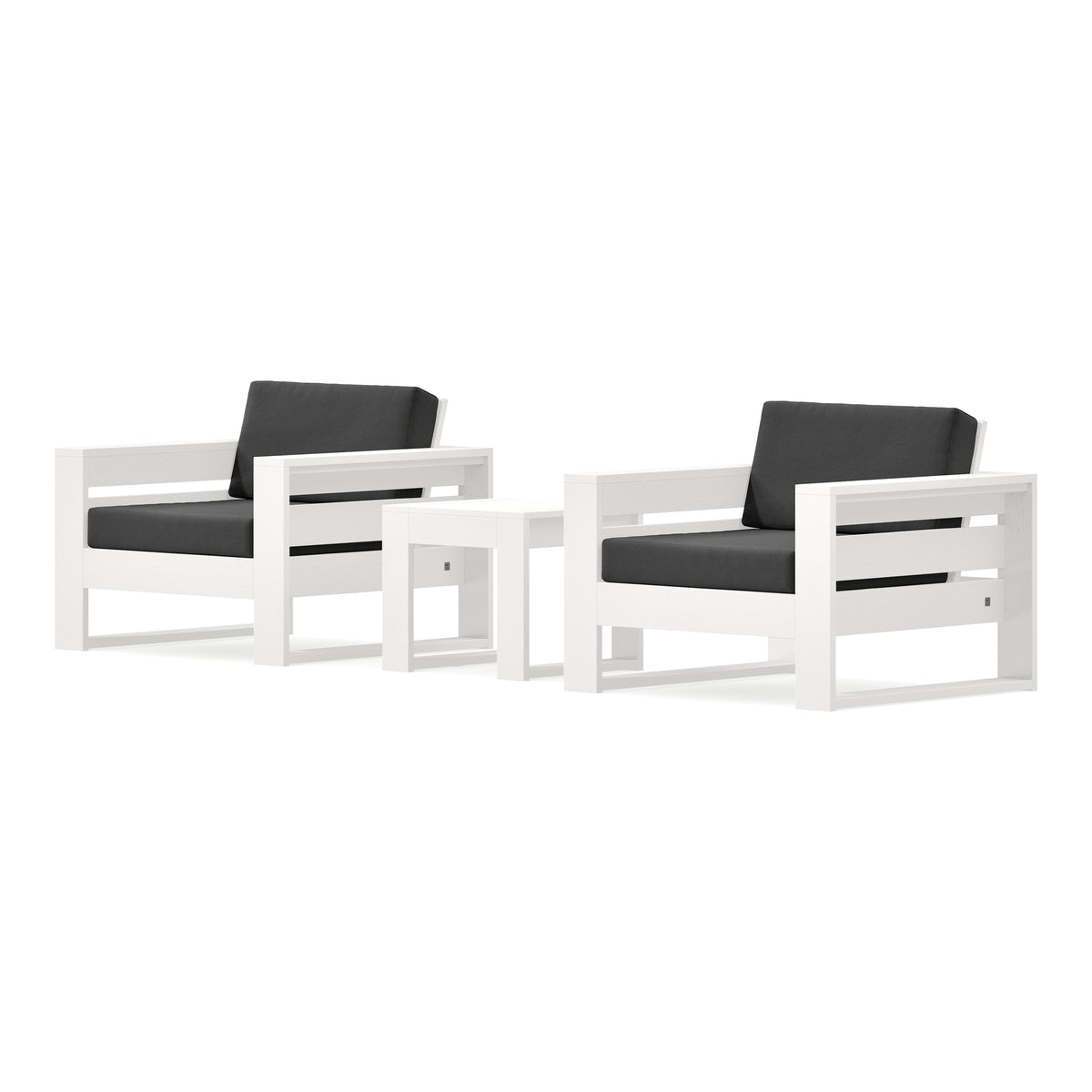 POLYWOOD PW Designer Series Latitude 3-Piece Lounge Chair Set in Vintage White / Spectrum Carbon