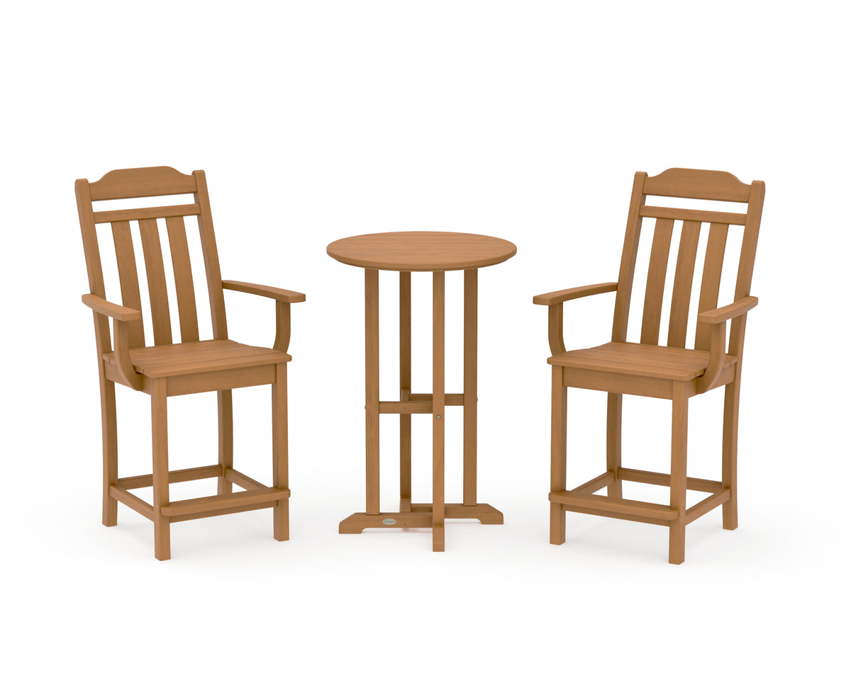 POLYWOOD Country Living Cottage 3-Piece Farmhouse Bistro Counter Set in Natural