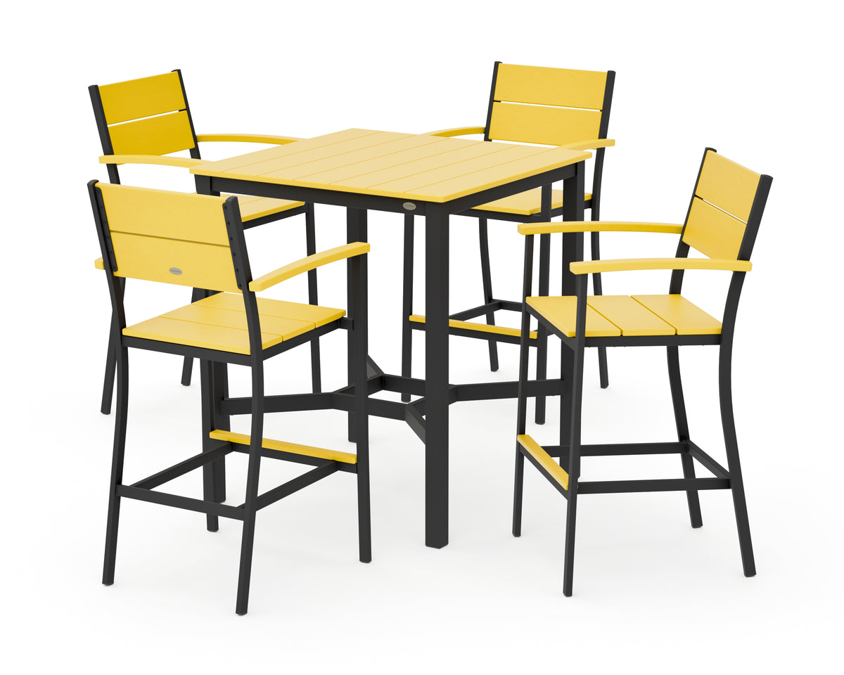 POLYWOOD Main Street 5-Piece Bar Set in Black / Lemon