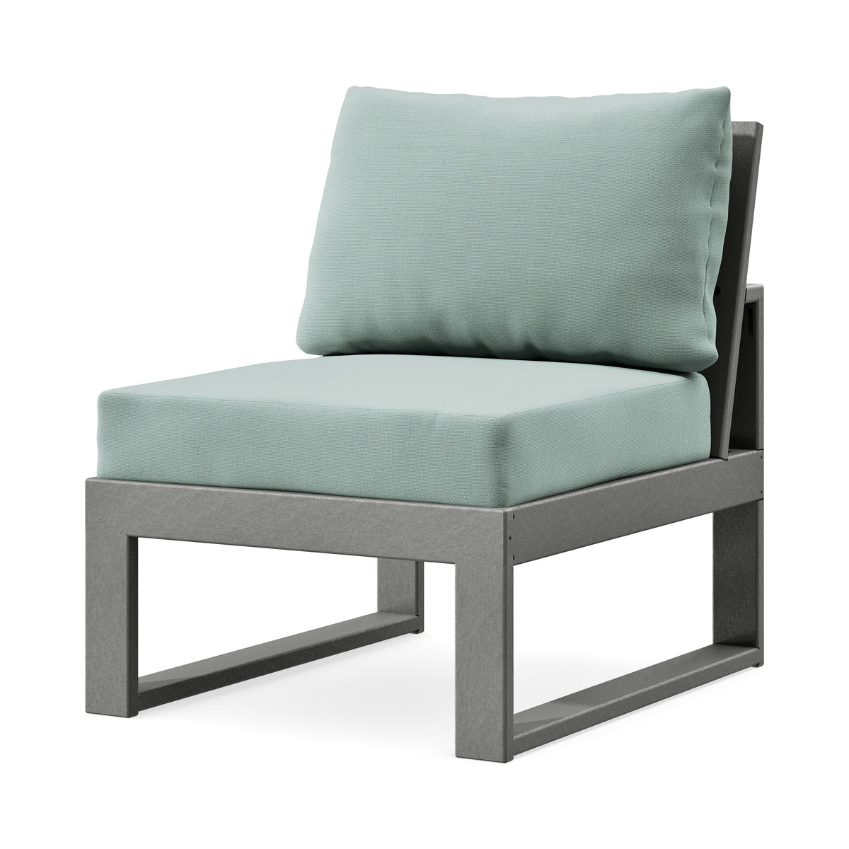 POLYWOOD Modular Armless Chair in Slate Grey / Spa