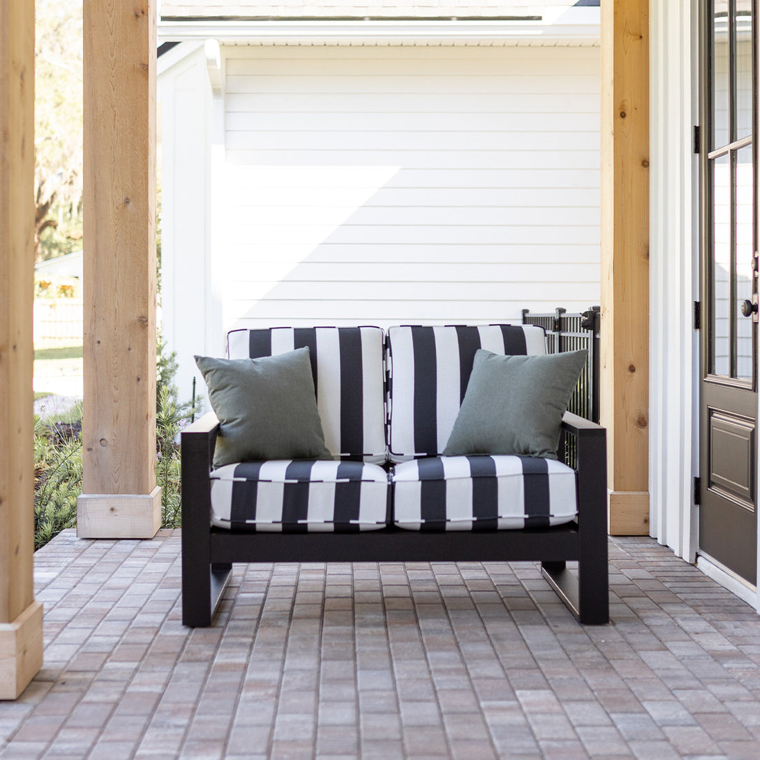 Berlin Gardens Nordic High Back Loveseat, lifestyle photo 1