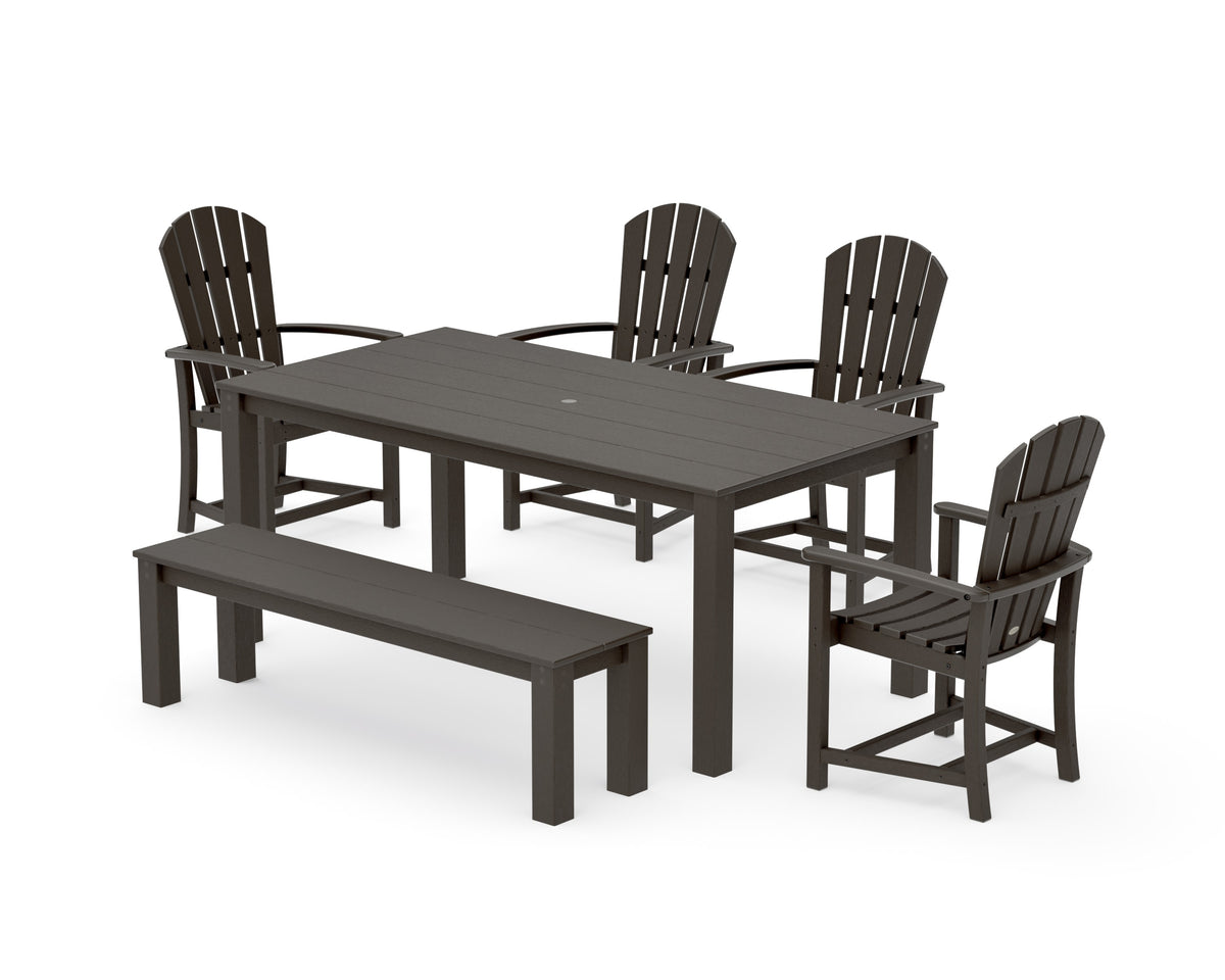 POLYWOOD Palm Coast 6-Piece Parsons Dining Set with Bench in Vintage Coffee