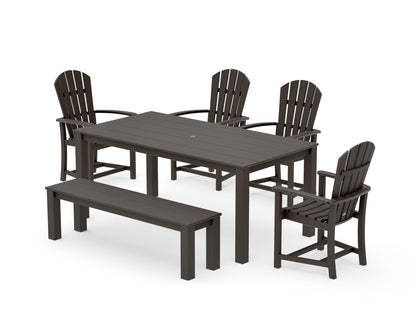 POLYWOOD Palm Coast 6-Piece Parsons Dining Set with Bench in Vintage Coffee