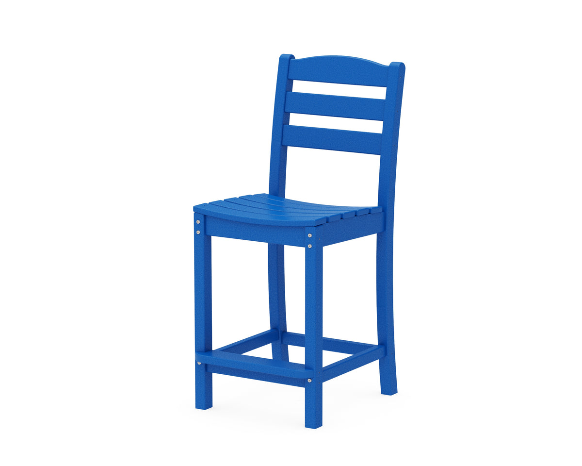 POLYWOOD La Casa Café Counter Side Chair in Pacific Blue