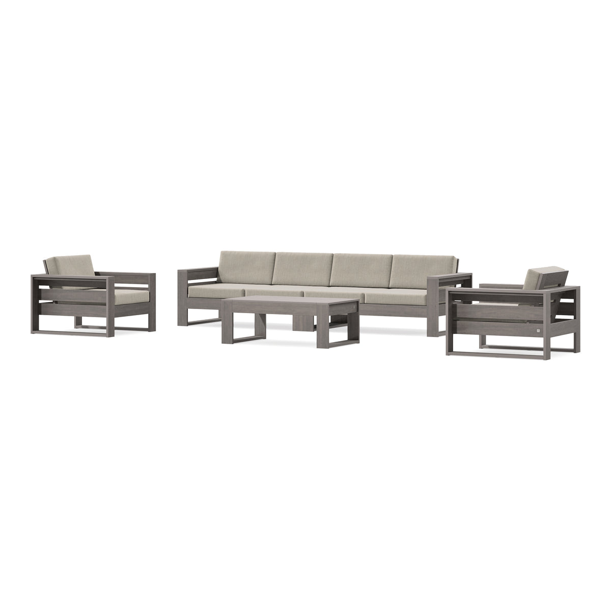 POLYWOOD PW Designer Series Latitude 5-Piece Lounge Sofa Set in Driftwood / Cast Ash