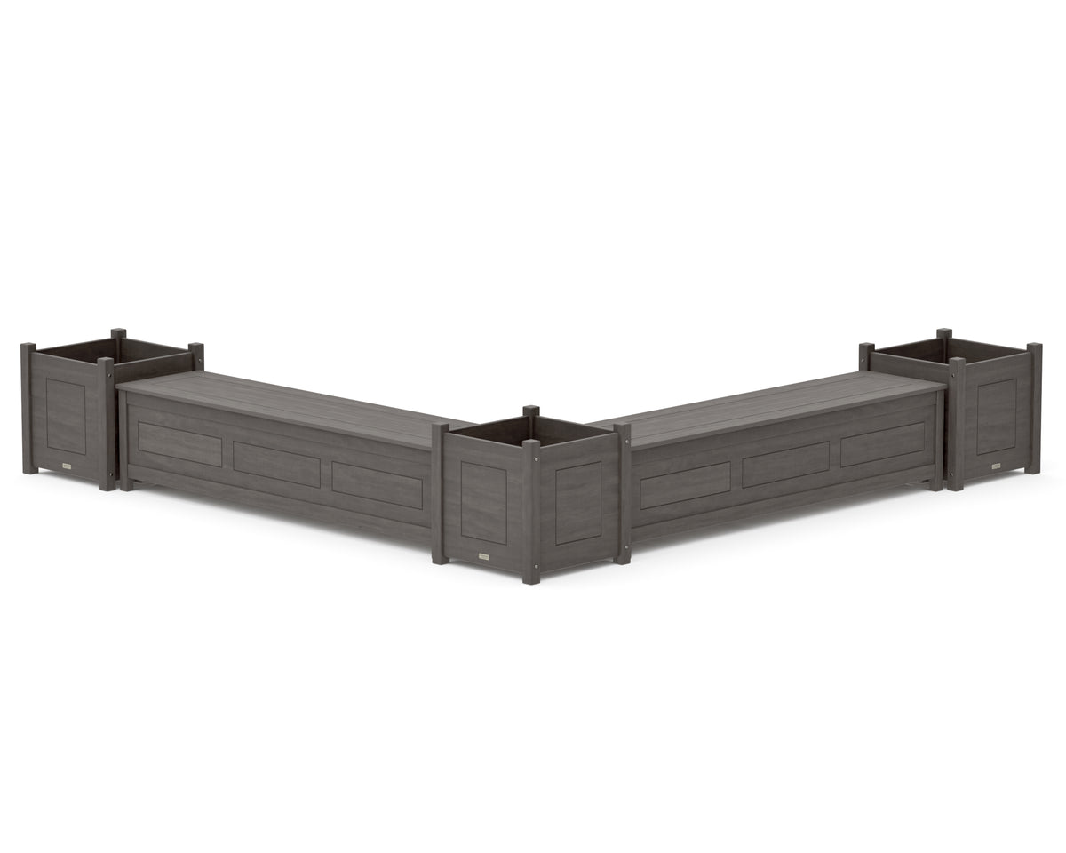 POLYWOOD 72" Country Living L-Shaped Planter Storage Bench Corner Set - Large in Driftwood