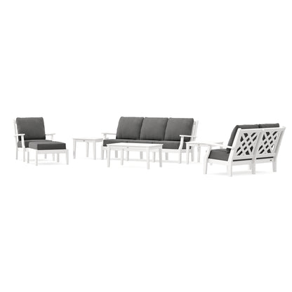 POLYWOOD Country Living Wovendale 7-Piece Deep Seating Set in Vintage White