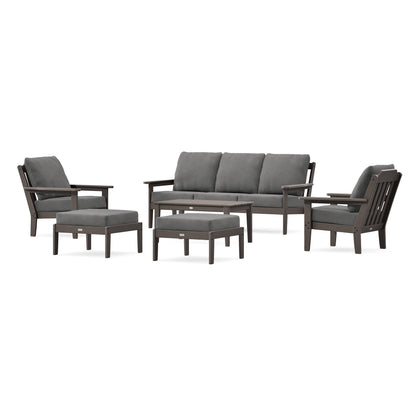 POLYWOOD Country Living Cottage 6-Piece Lounge Sofa Set in Vintage Coffee