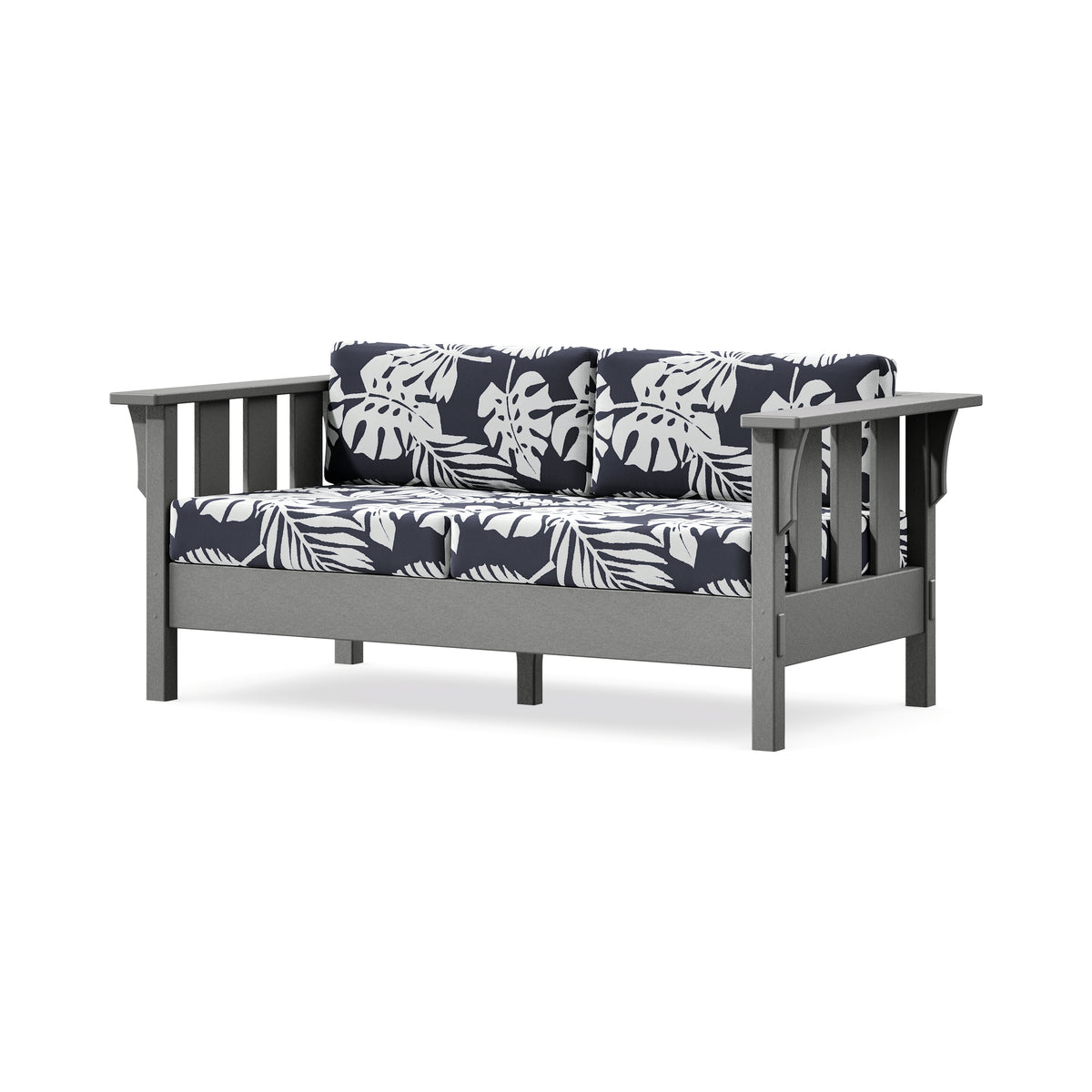 POLYWOOD Acadia Deep Seating Loveseat in Slate Grey / Leaf Navy