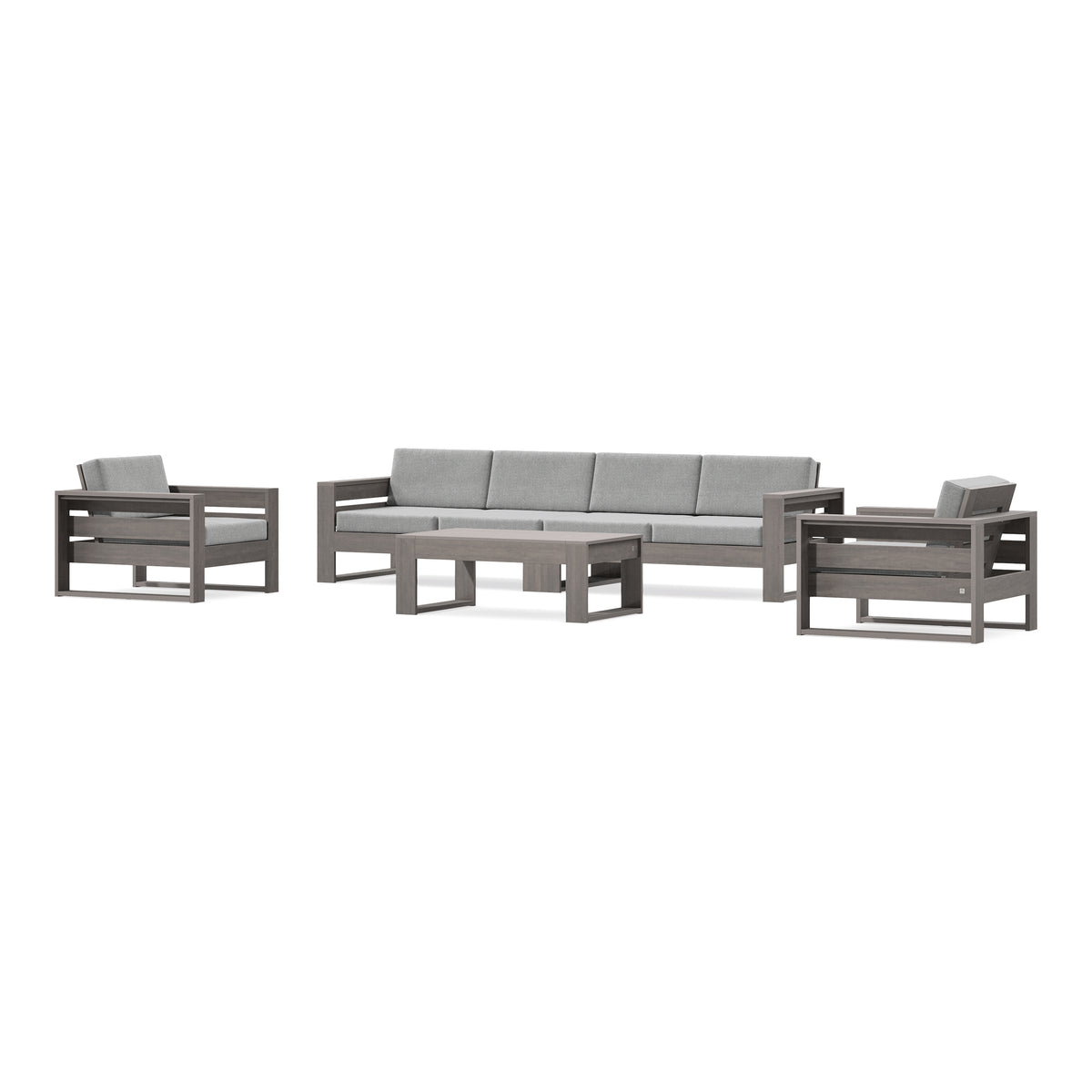 POLYWOOD PW Designer Series Latitude 5-Piece Lounge Sofa Set in Driftwood / Grey Mist