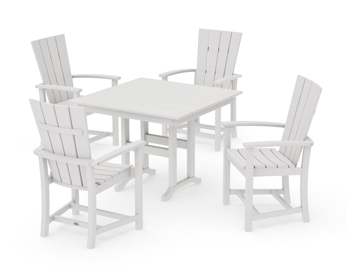 POLYWOOD Quattro 5-Piece Farmhouse Dining Set in Vintage White