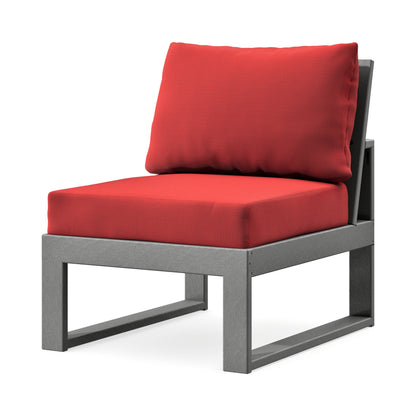 POLYWOOD Modular Armless Chair in Slate Grey / Crimson Linen