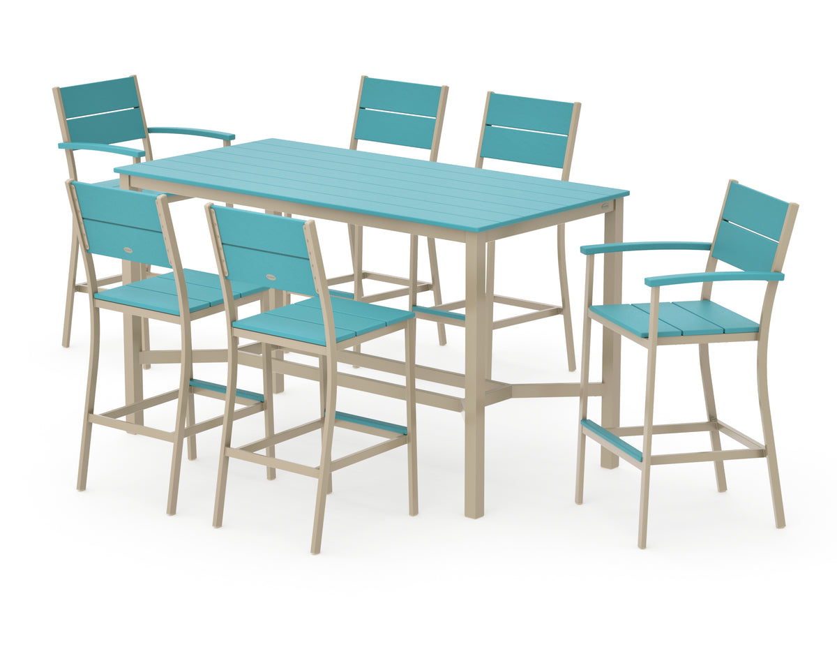 POLYWOOD Main Street 7-Piece Bar Set in Sand / Aruba