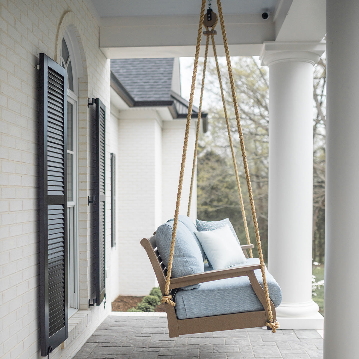 Berlin Gardens Classic Terrace Loveseat Swing, lifestyle photo 3