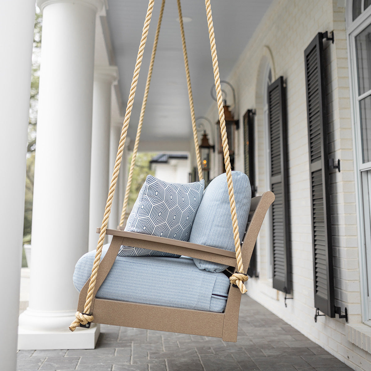 Berlin Gardens Classic Terrace Loveseat Swing, lifestyle photo 4