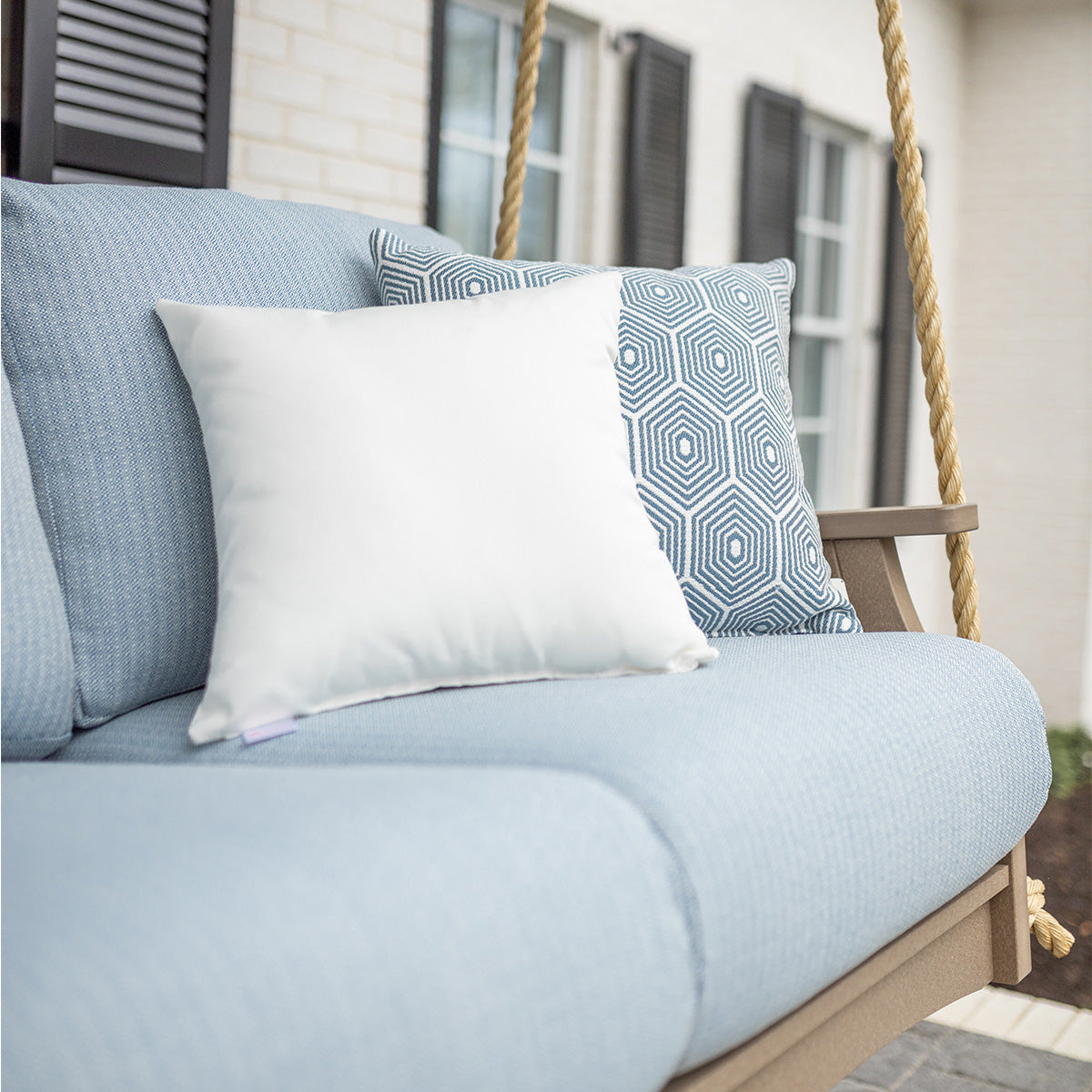 Berlin Gardens Classic Terrace Loveseat Swing, lifestyle photo 2
