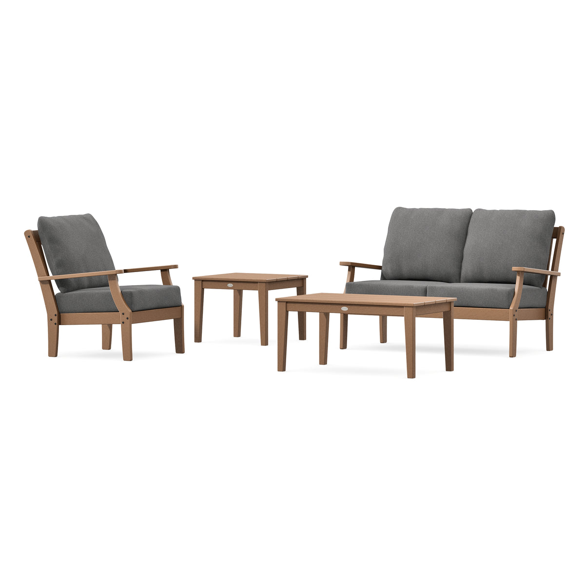 POLYWOOD Braxton 4-Piece Deep Seating Set in Teak