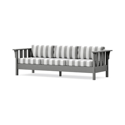 POLYWOOD Acadia Deep Seating Sofa in Slate Grey / Cabana Stripe Grey Mist