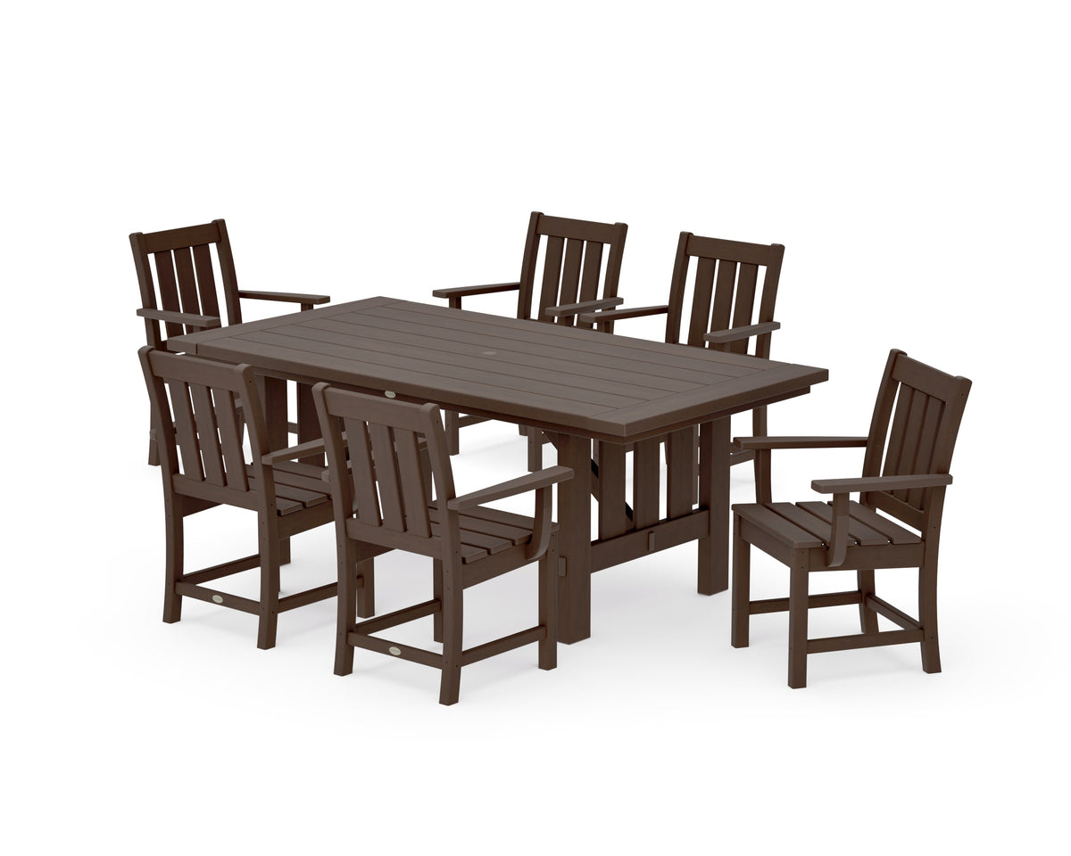 POLYWOOD Oxford Arm Chair 7-Piece Mission Dining Set in Kona
