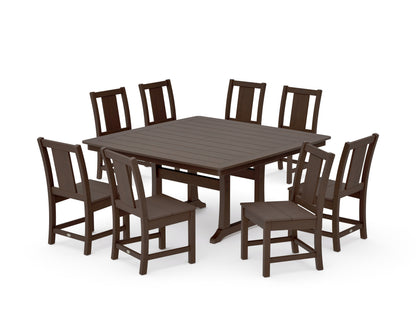 POLYWOOD Prairie Side Chair 9-Piece Square Dining Set with Trestle Legs in Kona
