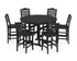 POLYWOOD Savannah 7-Piece Farmhouse Side Chair Round Bar Set in Black
