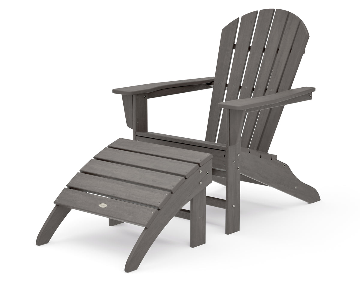 POLYWOOD South Beach Adirondack 2-Piece Set in Driftwood