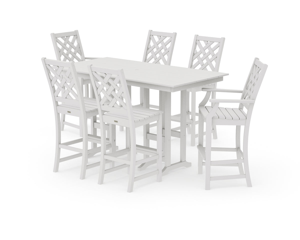 POLYWOOD Country Living Wovendale 7-Piece Farmhouse Bar Set in Vintage White