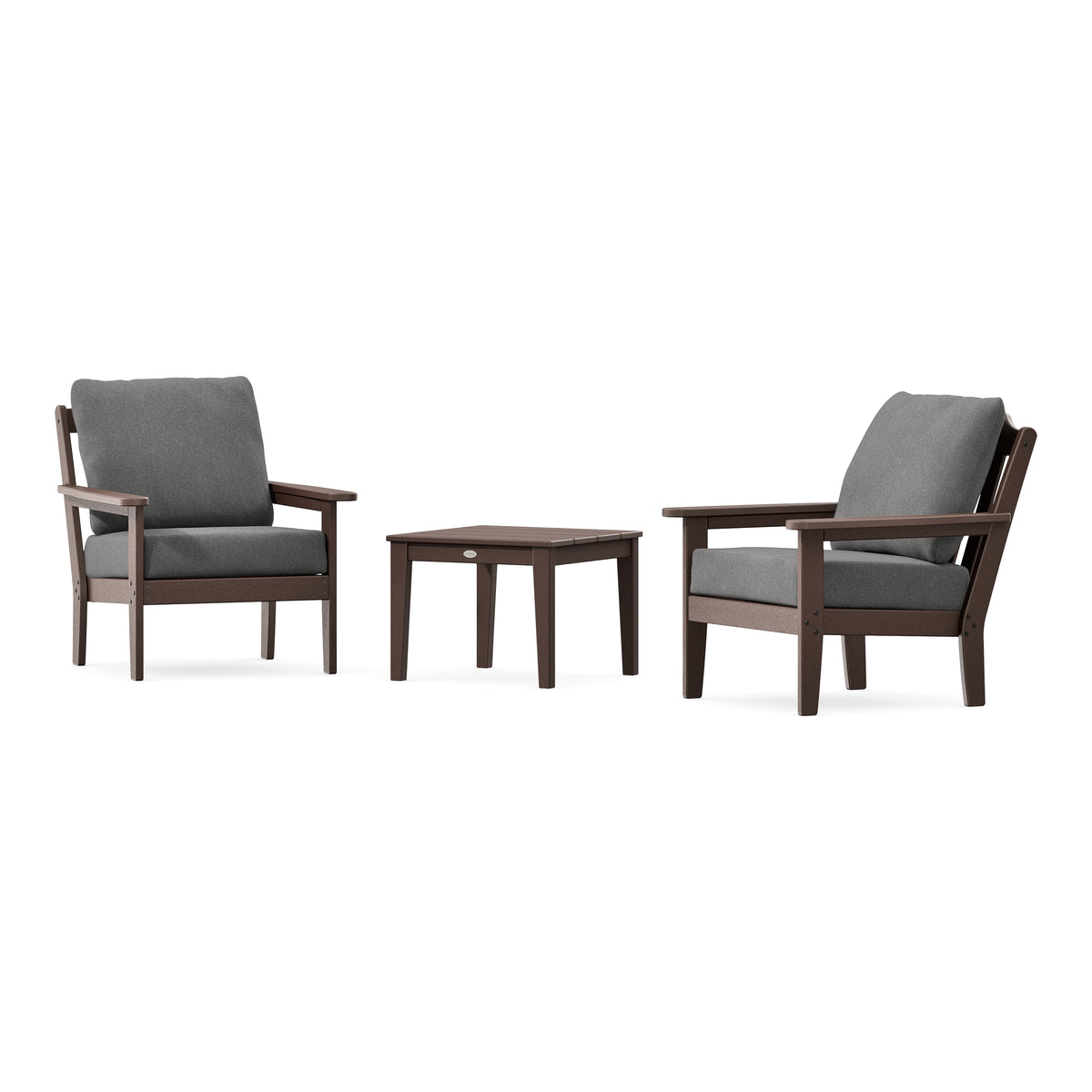 POLYWOOD Country Living Cottage 3-Piece Deep Seating Set in Mahogany