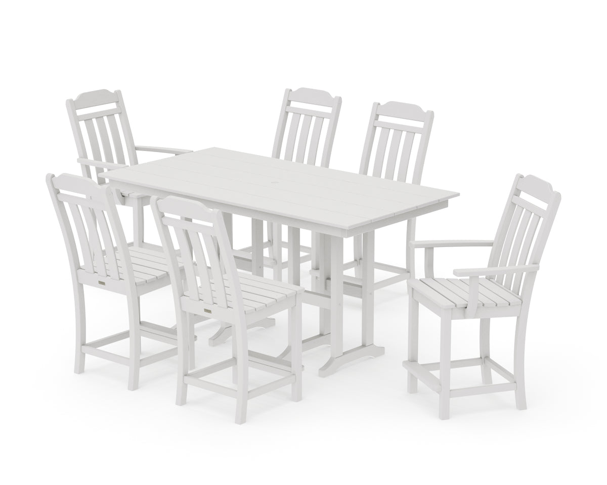 POLYWOOD Country Living Cottage 7-Piece Farmhouse Counter Set in Vintage White
