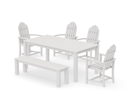 POLYWOOD Classic Adirondack 6-Piece Parsons Dining Set with Bench in Vintage White