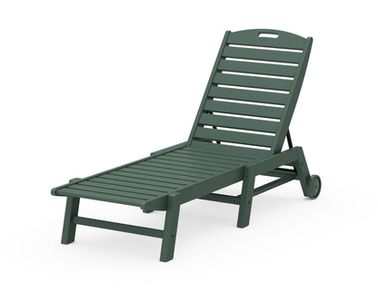 POLYWOOD Nautical Chaise with Wheels in Green
