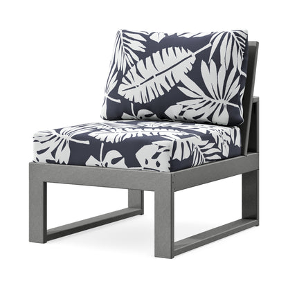 POLYWOOD Modular Armless Chair in Slate Grey / Leaf Navy