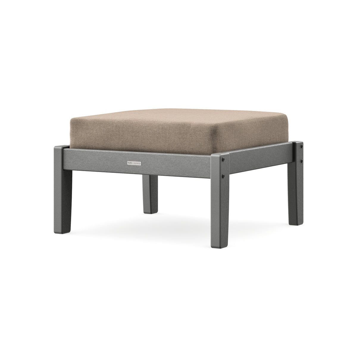 POLYWOOD Chinoiserie Deep Seating Ottoman in Slate Grey / Spiced Burlap