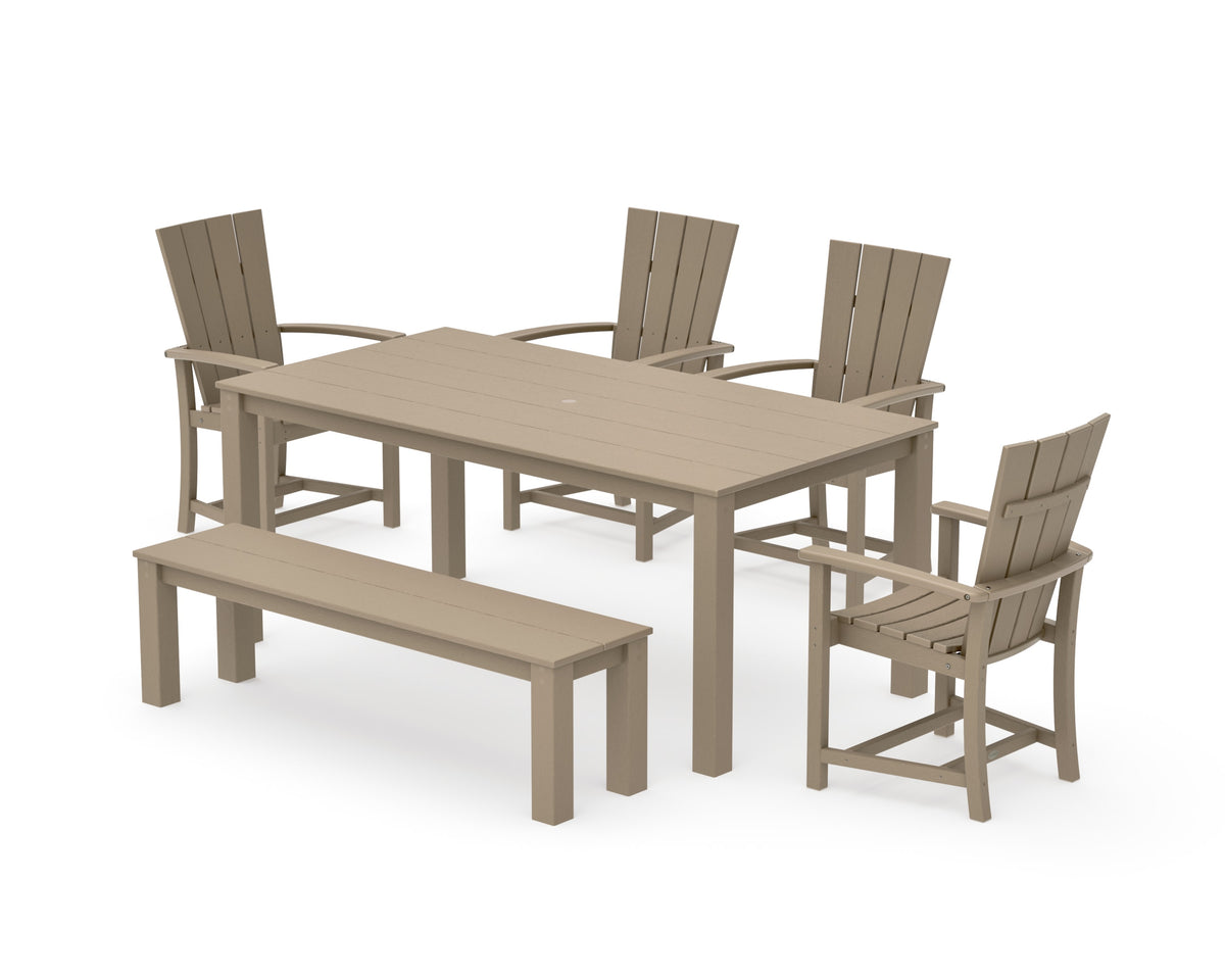 POLYWOOD Quattro 6-Piece Parsons Dining Set with Bench in Vintage Sahara