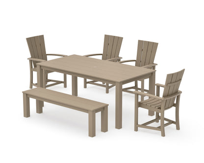 POLYWOOD Quattro 6-Piece Parsons Dining Set with Bench in Vintage Sahara