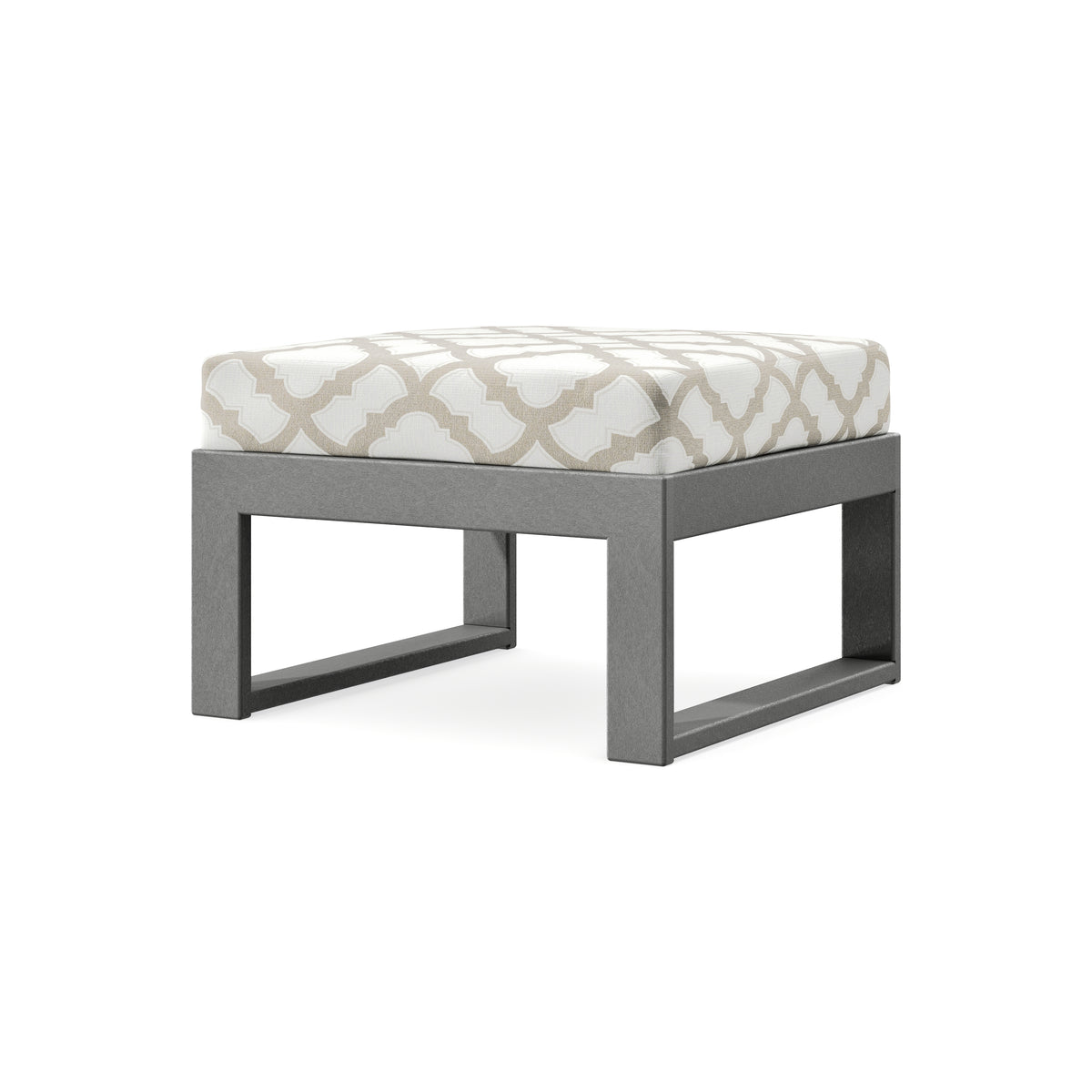 POLYWOOD Modular Ottoman - Modern in Slate Grey / Trellis Dune Burlap