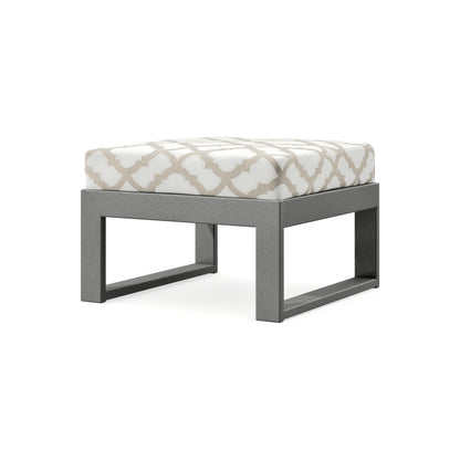 POLYWOOD Modular Ottoman - Modern in Slate Grey / Trellis Dune Burlap