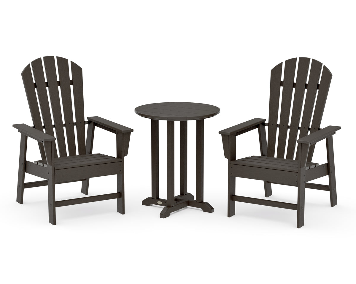 POLYWOOD South Beach 3-Piece Round Farmhouse Bistro Dining Set in Vintage Coffee