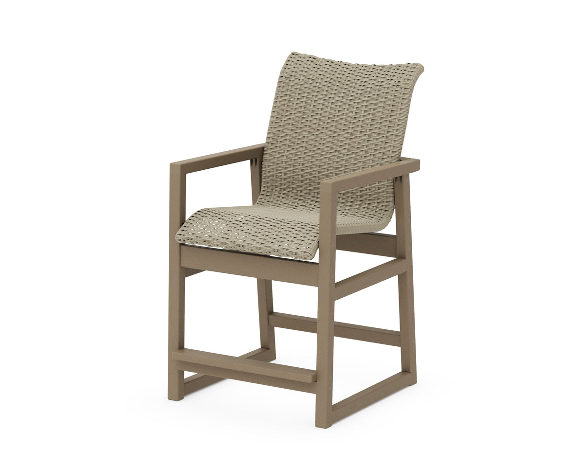 POLYWOOD EDGE Woven Counter Arm Chair in Vintage Sahara / Dune Grass